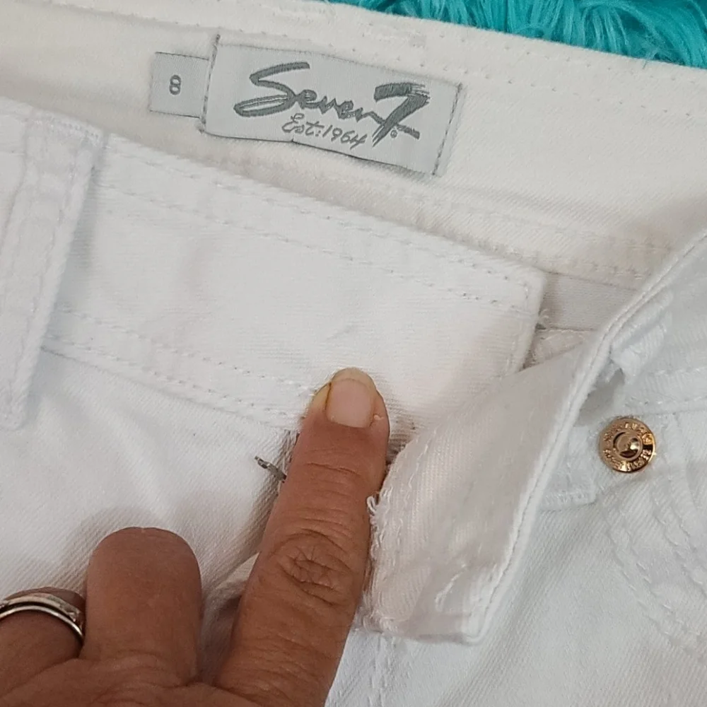 Seven7 White Distressed Denim Shorts